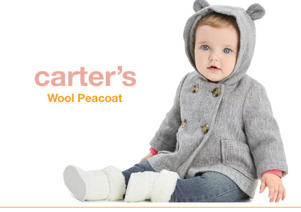 【12M,18M,24M】カーターズ正規品【Carter's】ちょっぴり大人っぽい着こなしを楽しむカーターズ 冬の上品ピーコート（ピンク）【防寒 冬 出産祝い フード 耳】【1104P20】