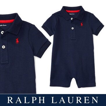 訳アリ特別価格　ラルフローレン【Ralph Lauren】スムース編みコットンロンパース（ネイビー）【あす楽対応】サイズ：18M