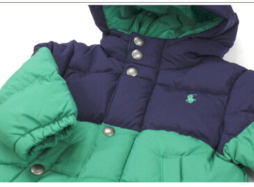 【残り12Mのみ】ラルフローレン【Ralph Lauren】フード付2トーンダウンジャケット【あす楽対応】(ベビー 出産祝い 赤ちゃん 女の子 男の子 おくるみ 防寒 0219_fs)