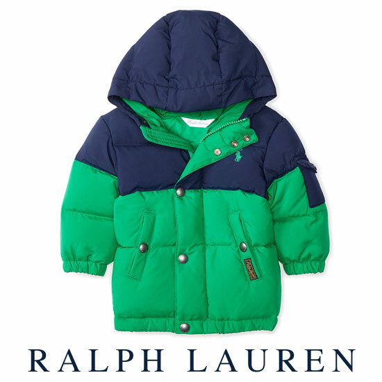 【残り12Mのみ】ラルフローレン【Ralph Lauren】フード付2トーンダウンジャケット【あす楽対応】（ベビー 出産祝い 赤ちゃん 女の子 男の子 おくるみ 防寒 0219_fs）