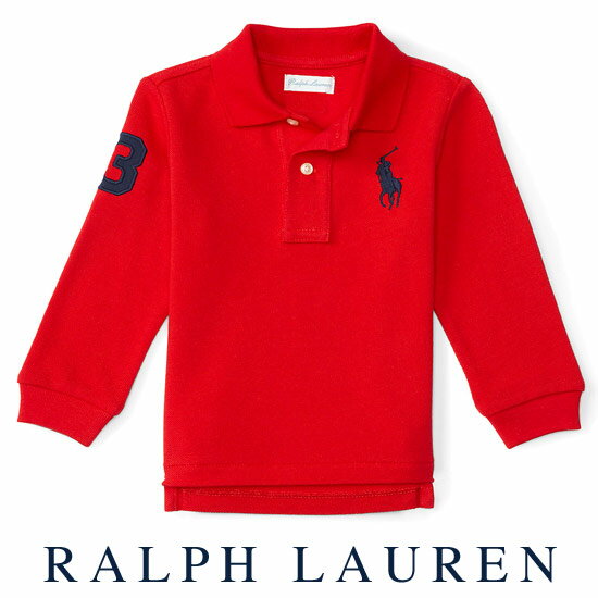 ラルフローレン【Ralph Lauren】メッシュ生地長袖ポロシャツ（レッド）【あす楽対応】（ポロシャツ ベビー 出産祝い 赤ちゃん）