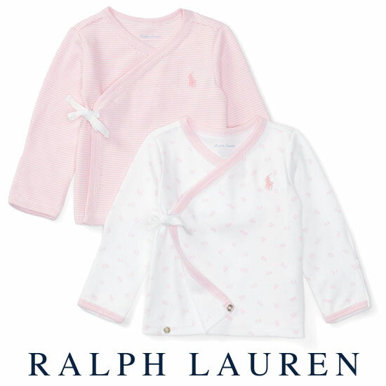 訳アリ特別価格ラルフローレン【Ralph Lauren】前開き短肌着2枚組セット（ピンク）【あす楽対応】（ベビー 出産祝い 赤ちゃん 女の子 長袖）