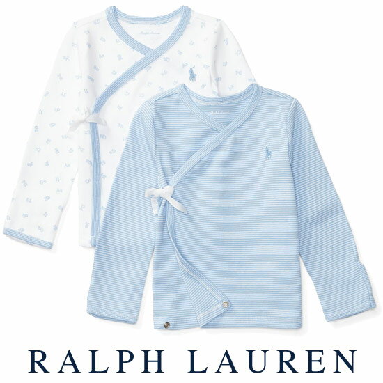 ラルフローレン　ベビー服 【残り12Mのみ】ラルフローレン【Ralph Lauren】前開き短肌着2枚組セット（ブルー）【あす楽対応】（ベビー 出産祝い 赤ちゃん 男の子 長袖）