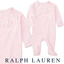 ラルフローレン　ベビー服 ラルフローレン【Ralph Lauren】足付コットンカバーオール（ストライプピンク）【あす楽対応】（ベビー 出産祝い 赤ちゃん 女の子 長袖）