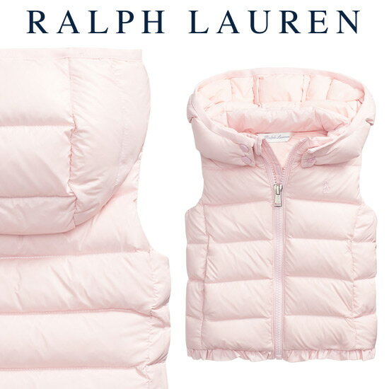 ラルフローレン【Ralph Lauren】フード付ダウンベスト（ピンク）【あす楽対応】（ベビー 出産祝い 赤ちゃん 女の子 防寒 ）