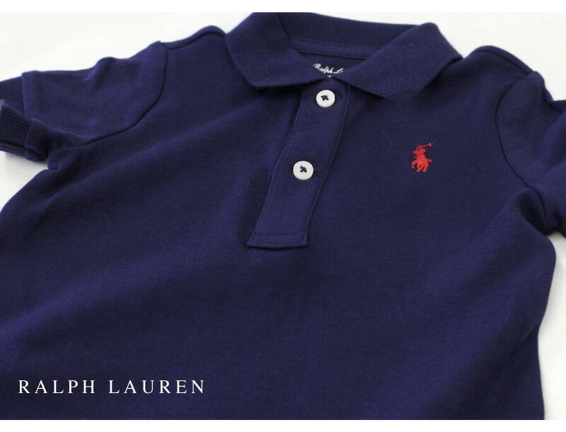 ラルフローレン【Ralph Lauren】コットンロンパース（ネイビー）【ラルフローレン ロンパース 男の子 出産祝い ポロシャツ】