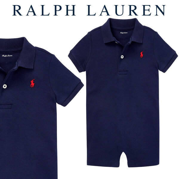 ラルフローレン【Ralph Lauren】コットンロンパース（ネイビー）【ラルフローレン ロンパース 男の子 出産祝い ポロシャツ】