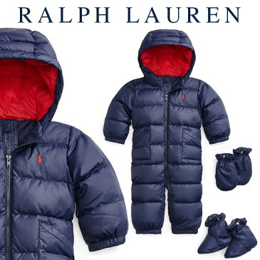 ラルフローレン【Ralph Lauren】フード付ダウンバンティング(ネイビー / サイズ9M:70-75cm)ベビー 出産祝い 赤ちゃん 男の子 おくるみ 防寒
