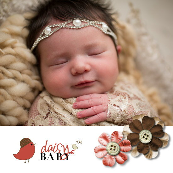 デイジーベビー【The Daisy Baby】重量感のある本格的なリボンティアラ(コレクションNo.1006)【ニューボーンフォト 出産祝い ティアラ ベビー ...