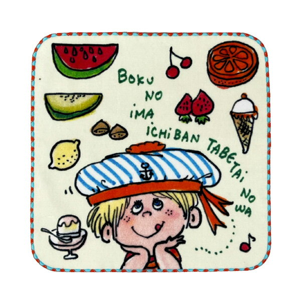 Face Towel - 水森亜土 プチタオル 何食べよう PP548800 ミニタオル 絵本 キャラクター 女の子 レトロ かわいい 林 タオル
