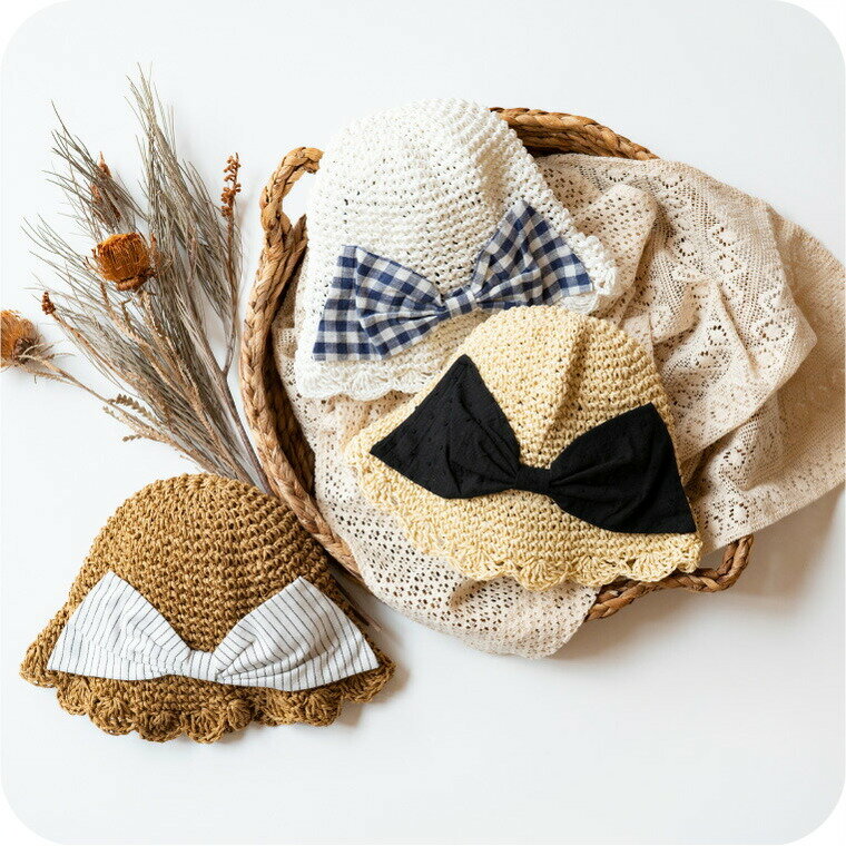 お得なクーポン配布中！キッズ 帽子 女の子 夏 折りたためる 麦わら帽子 たためる 折り畳みリボンハット/ Ampersand（アンパサンド ） 子供服 かわいい F.Oインターナショナル エフオー アパレルクーポン対象