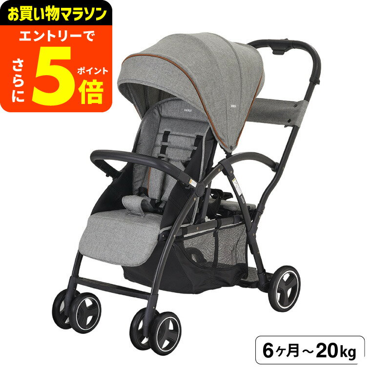 【ポイント超トク祭り】カトージ （katoji） 二人乗り ベビーカー 即納 2-Seater next （グレー）/ 生後12ヶ月 から 36ヶ月頃まで 使用可能 前席 リクライニング機能付き 後席 立ち・座り 2way仕様 ホロ 収納かご ベビー用品