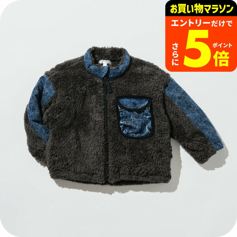 マフラーいらずのぽかぽかフリース / ファーフリースジャケット キッズ服 子供服 ベビー服 チャコール アウター ボア ファー フリース 長袖 上着 通園 通学 防寒 保育園 デニム ハイネック110/120/130 F.Oインターナショナル エフオー R402043 アパレルクーポン対象