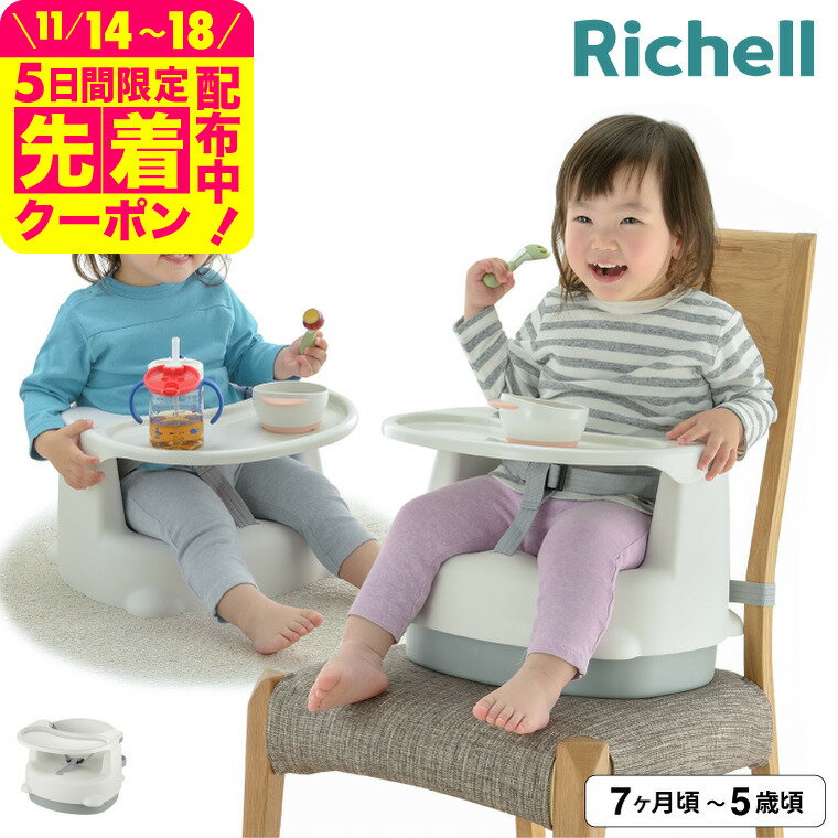 リッチェル ベビーチェア Richell 2WAYごきげんチェアKN ホワイト ローチェア テーブル付き ブースターチェア 抗菌加工 2段階 高さ調整可 ベルト付き ベビー チェア 子供 キッズ 幼児 赤ちゃん 7カ月頃～5才頃 ベビー用品 食事のサムネイル