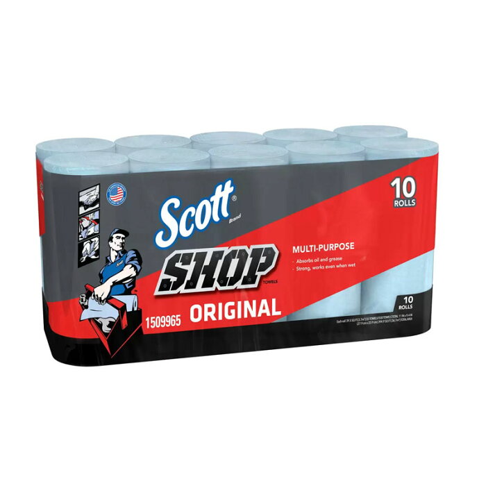 【送料無料】大容量10個セット スコット ショップタオル Scott SHOP TOWELS BLUE 55枚x10本 10ロール ペーパーウエス ペーパータオル ウエス 紙ウエス カー用品 多目的 万能 10巻 スコットタオル カーショップ コストコ COSTCO