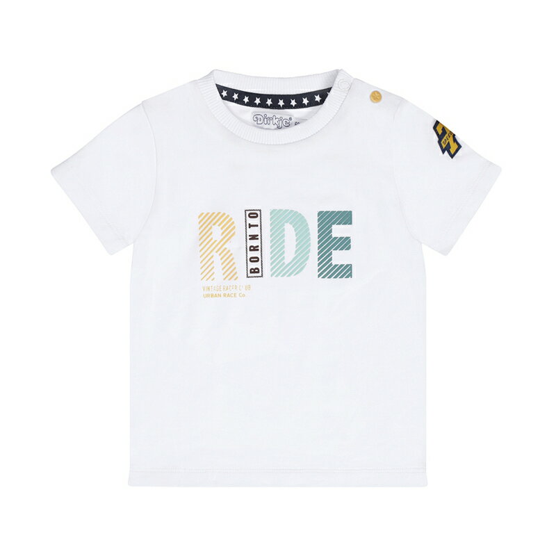 Dirkje 出産祝い ベビー Tシャツ ロゴ ワッペン (White)