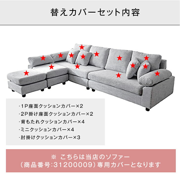 【正午~5%OFFクーポン】 【商品番号：31200009専用】当店ソファー専用 洗い替えカバー ソファカバー 2