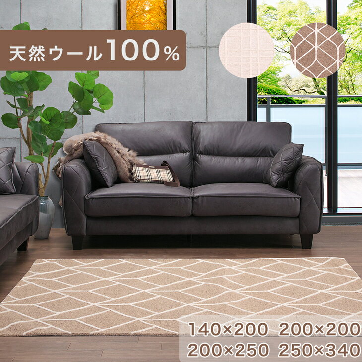 【20時~5%OFFクーポン】 天然 ウール 100% ラグ 手織り 140×200 200×200 200×250 250×340 羊毛 室内 ラグマット カーペット マット 絨毯 じゅうたん 敷物 インド 北欧 長方形 正方形 四角 おしゃれ 無地 天然繊維 春 夏 秋 冬 オールシーズン 保湿 難燃