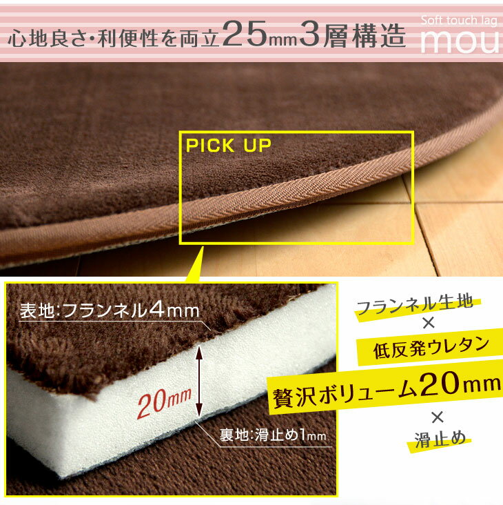 ★20時〜4時間P5倍★ 極厚25mm 低反発ラグ 楕円形 130×190 防ダニ フランネルラグ 滑り止め付 撥水 オールシーズン フランネル マイクロファイバー 低反発マット ラグマット マット カーペット 楕円 ラグカーペット カーペット 北欧 おしゃれ グレー