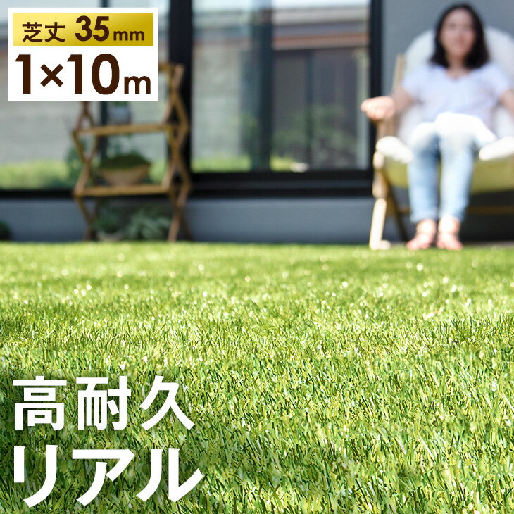 【28H限定P5倍&3％OFFクーポン】 RENEW 高耐久 リアル人工芝 1m×10m 芝丈35m ...