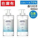 【正午~5%OFFクーポン】 プレミアムハンドジェル 5本セット 香り付 大容量 500ml エタノール アルコール 70% 除菌 予防 レシピハンドジ..