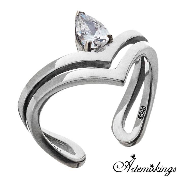 【ポイント5倍！30日まで！】 アルテミスキングス ARTEMIS KINGS ティアドロップ V シルバー リング レディース CL EJコラボ AKR0054 AKR0054