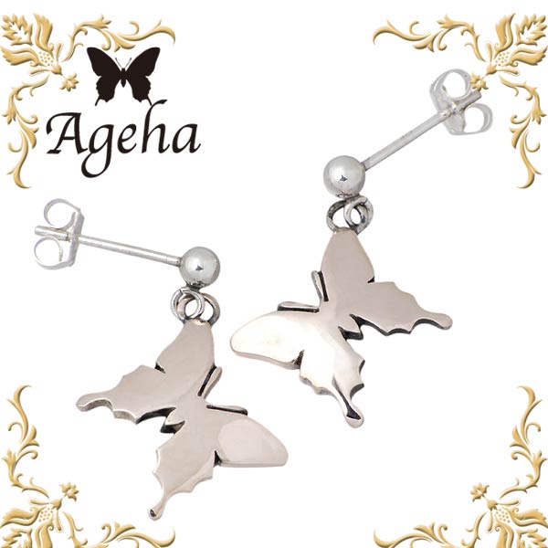 【ポイント5倍! 18日まで!】 アゲハ Ageha FUNKOUTS バタフライ シルバー スタッドピアス アクセサリー 両耳用 蝶 FAE-020-P