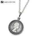 アクアシルバーネックレス アクアシルバー AQUA SILVER 誕生石 コイン シルバー ネックレス アクセサリー ダイヤモンド シルバー925 スターリングシルバー ASP237F004DM-CL