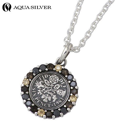 アクアシルバー AQUA SILVER ネックレス 6ペンスコイン シルバー アクセサリー チェーン付き シルバー925 スターリングシルバー ASP240FG...
