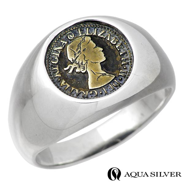 アクアシルバー AQUA SILVER 6ペンス シルバー リング メンズ ブラス 指輪 アクセサリー 7〜21号 ASR177BRF-A1