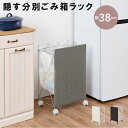 隠す分別 ごみ箱 ラック キャスター付 幅38cm ダストボックス 分別 ワイド キッチン リビング 脱衣所 洗面所 寝室 ラック 防水 北欧 北海道追加送料 沖縄 離島別途送料見積もり RUD-2423