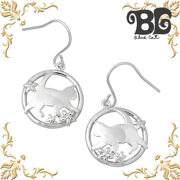 【ポイント5倍！30日まで！】 ブルーキャット Blue Cat シルバー 猫 フック ピアス アクセサリー ネコ 2個売り シルバー925 スターリングシルバー SEV763-1290