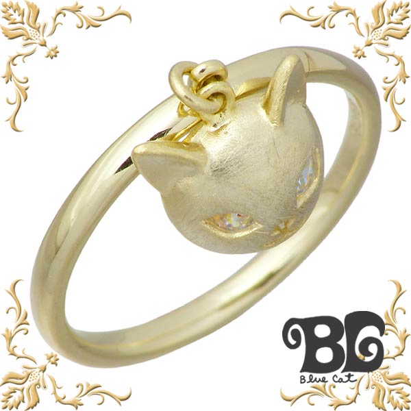 ブルーキャット Blue Cat シルバー 猫 ピンキー リング ミスティック キュービック ネコ 指輪 アクセサリー 3〜7号 イエローゴールド 小指用 シル...