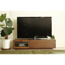 テレビ台 ローボード 【幅130cm 37型~58型対応】 ブラウン 日本製 木製 引き出し収納 フラップ扉付き 〔リビング〕 北海道・沖縄 離島への配送不可