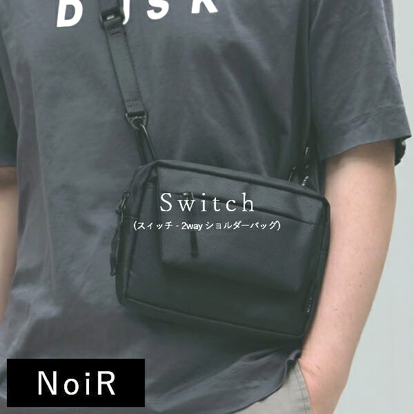 【ポイント2倍！ スーパーSALE】 軽量 撥水 2way ショルダーバッグ ブラック NoiR ノワール メンズ レディース 斜めがけ ポーチ ウエストバッグ 小さい 通勤 通学 NoiR Switch