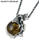 グラムスケイル GLAM SCALE ドラゴン シルバー ネックレス アクセサリー チェーン付き 琥珀 アンバー ドクロ 髑髏 シルバー925 スターリングシルバー GS-6T-005AN