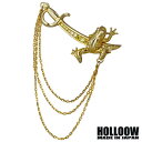 【ポイント5倍! 18日まで!】 ホロウ HOLLOOW フロッグ ナイフ シルバー ブローチ ゴールドコーティング キュービック カエル 蛙 剣 シルバー92...