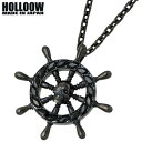 ホロウ HOLLOOW ラダーホイール シルバー ネックレス アクセサリー チェーン付き ブラックコーティング オニキス スカル ドクロ 髑髏 シルバー925 ...