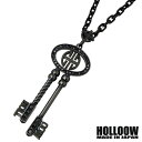ホロウ HOLLOOW マスター キー シルバー ネックレス アクセサリー チェーン付き ブラックコーティング キュービック カギ 鍵 クロス 十字架 シルバー...