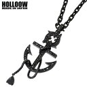 ホロウ HOLLOOW シーアンカー シルバー ネックレス アクセサリー チェーン付き ブラックコーティング キュービック イカリ 錨 シルバー925 スターリ...