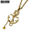 ホロウ HOLLOOW シーアンカー シルバー ネックレス アクセサリー チェーン付き ゴールドコーティング キュービック イカリ 錨 シルバー925 スターリングシルバー KHP-279GD