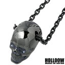 【ポイント3倍!18日限り 】 ホロウ HOLLOOW ニル スカル シルバー ネックレス アクセサリー チェーン付き ブラックコーティング ドクロ 髑髏 シル...