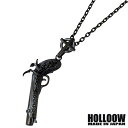 ホロウ HOLLOOW オールドガン シルバー ネックレス アクセサリー チェーン付き ブラックコーティング 銃 クロス 十字架 シルバー925 スターリングシ...