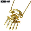 ホロウ HOLLOOW ブラック ベアード シルバー ネックレス アクセサリー チェーン付き ゴールドコーティング スカル ドクロ 髑髏 ナイフ シルバー925...