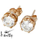 【ポイント5倍!27日まで】 ケースミス K-SMITH 王冠 デザイン シルバー ピアス アクセサリー キュービック ピンクゴールドコーティング スタッドタイプ 2個売り 両耳用 シルバー925 スターリングシルバー KI-1280411