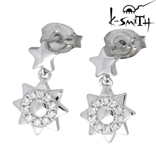 ケースミス K-SMITH 惑星 シルバー ピアス アクセサリー キュービック 太陽 両耳用 シルバー925 スターリングシルバー KS-00157