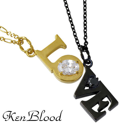 ケンブラッド KEN BLOOD LOVE シルバー ペア ネックレス アクセサリー ブラック×ゴールド シルバー925 スターリングシルバー KB-KP-30...