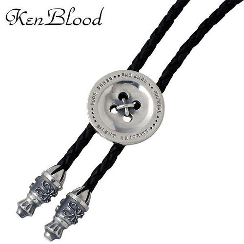 ケンブラッド KEN BLOOD ボタン シルバー ブラックレザー ループタイ ネックレス アクセサリー シルバー925 スターリングシルバー KB-KP-31...