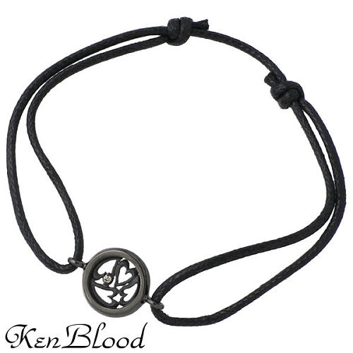 ケンブラッド KEN BLOOD シルバー ハート デザインコード ブレスレット アクセサリー ダイヤモンド ブラック シルバー925 スターリングシルバー K...