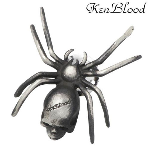 【ポイント5倍!ブラックフライデー!】 ケンブラッド KEN BLOOD ヴィクトリー シルバー ピンブローチ スパイダー スカル シルバー925 スターリング...